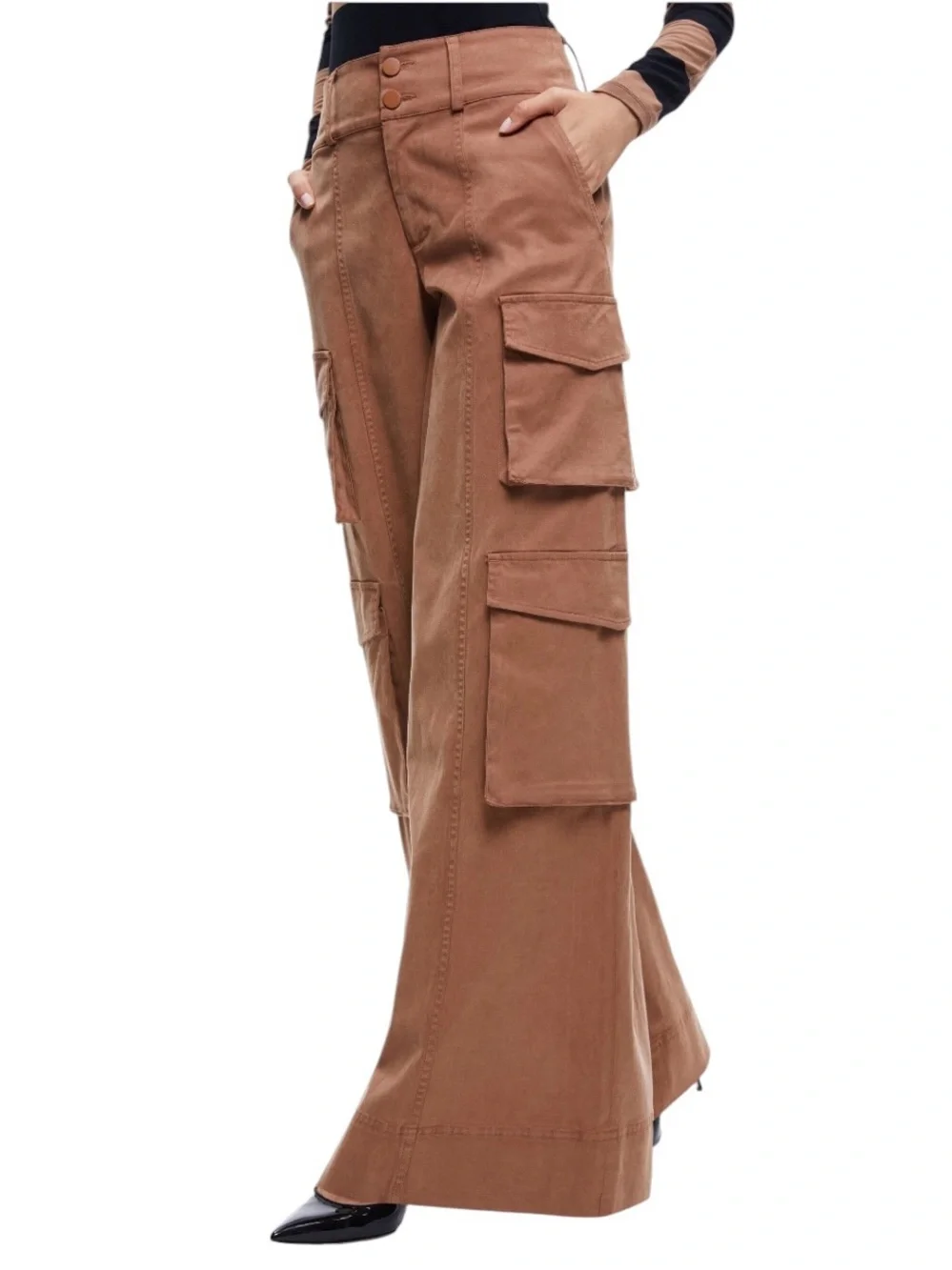 Alice + Oliva Cay Cargo Jeans 29 Wide Leg Boho Utility Slouchy - Picture 12 of 12